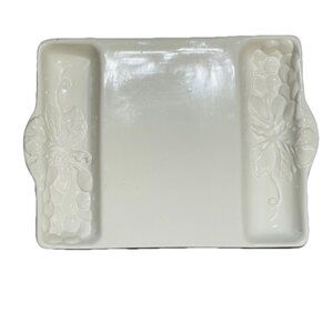 Loucarte Portugal White Grape Design Ceramic Serving Tray